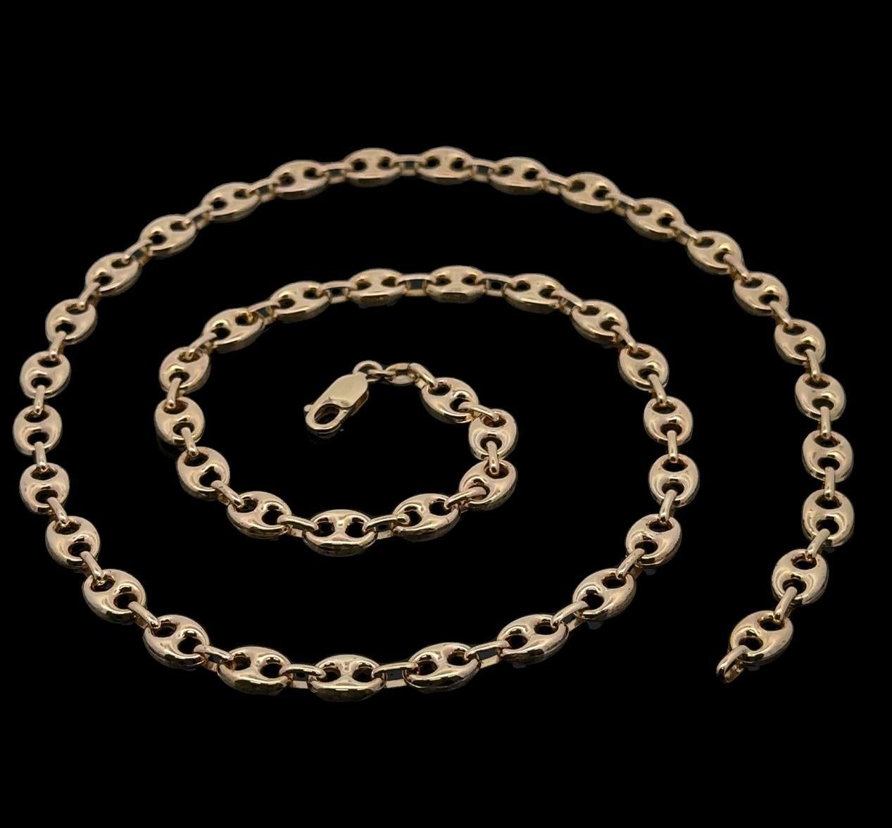 da uomo o donna Collana italiana in oro giallo massiccio 14k 7,4 mm 24