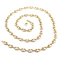 Italian 14k Solid Yellow Gold 7.4mm 24" Puffed Mariner Link Chain Necklace