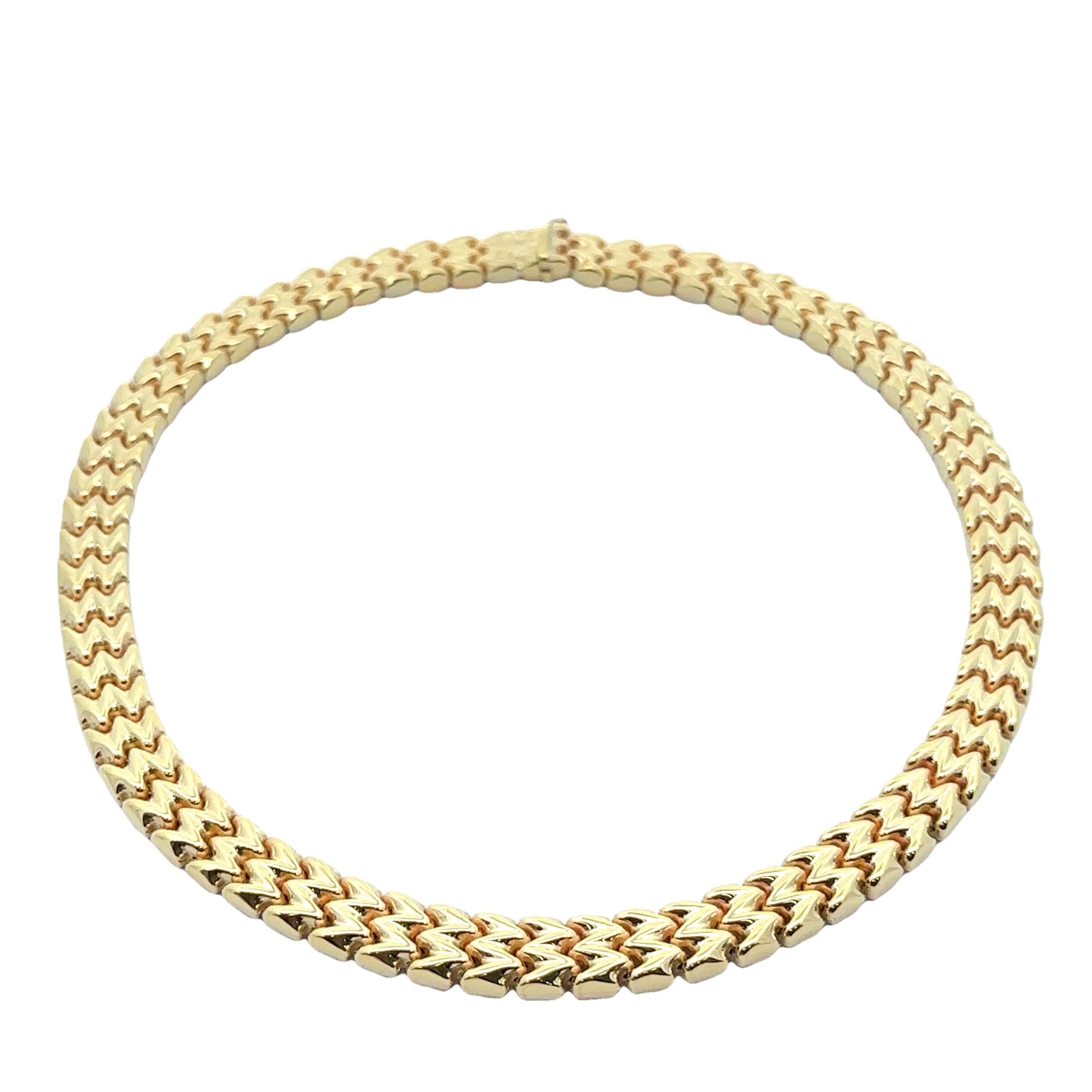 Donna Collana con collare a catena reversibile in oro giallo e tricolore 14k da 16