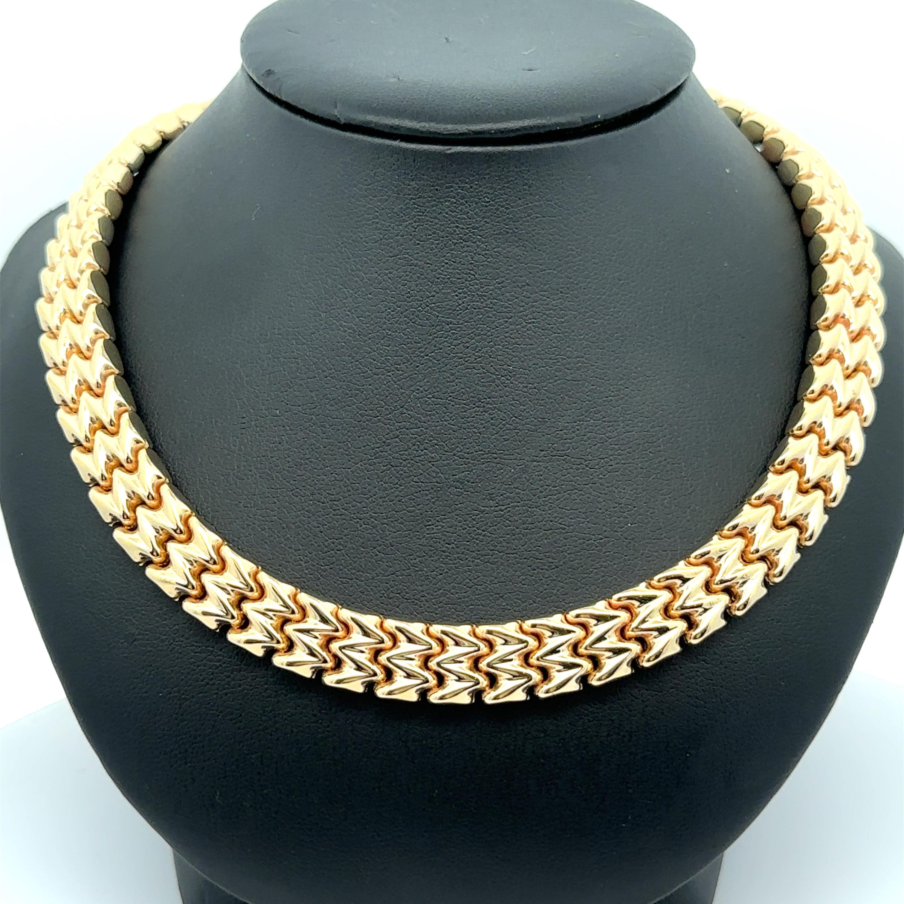 Collana con collare a catena reversibile in oro giallo e tricolore 14k da 16