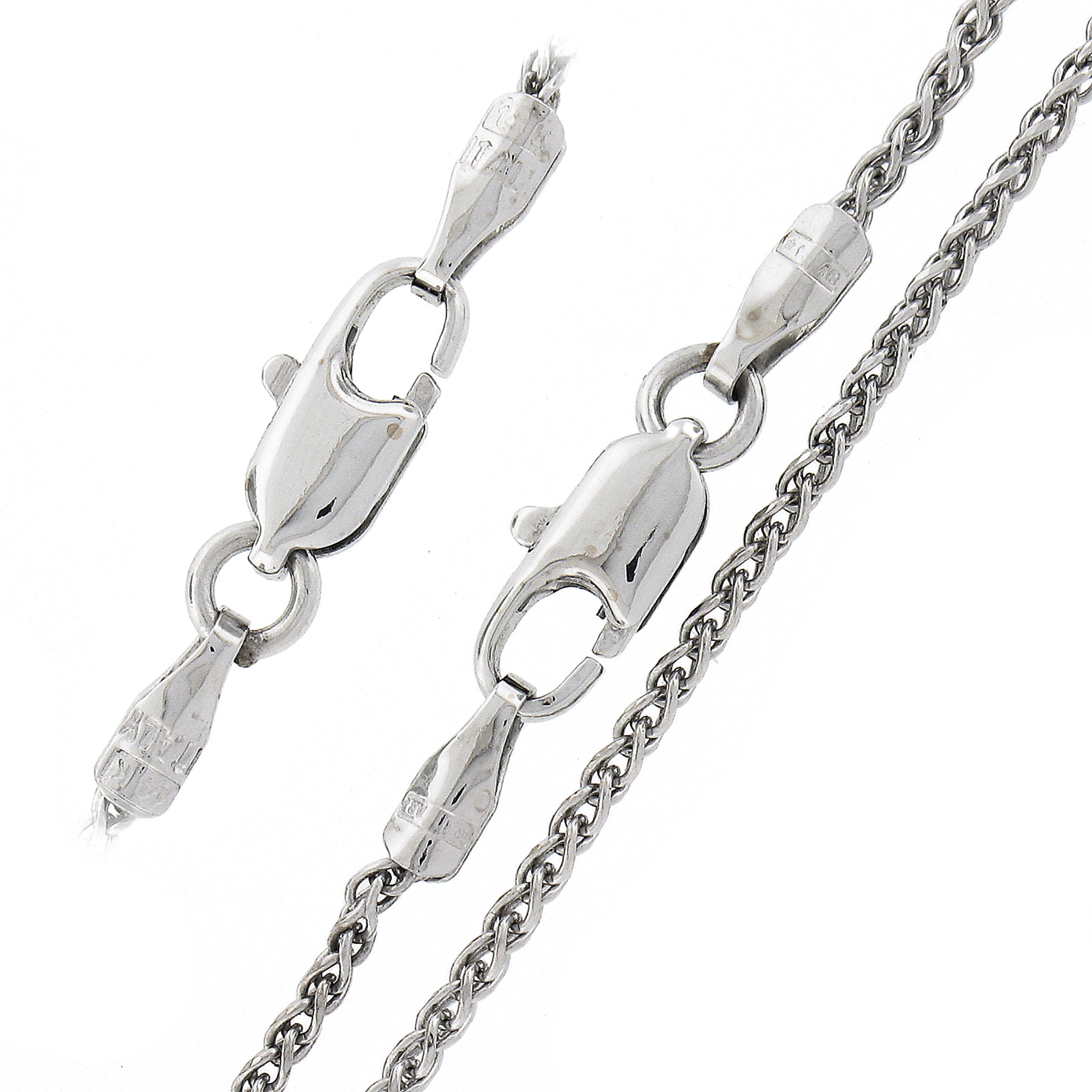 Ciondolo a scorrimento con cuore in oro bianco 14k 1.0ct Pave con catena a grano da 16