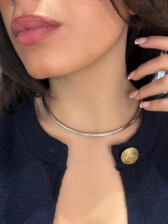 Italian 14K White Gold Omega Link Necklace, 17.5-Inch Tubogas Style