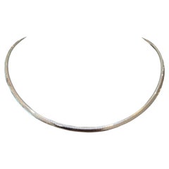 Italian 14K White Gold Omega Link Necklace, 17.5-Inch Tubogas Style