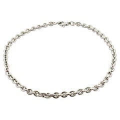 Italian 14k White Gold Puffed Cable Link Chain Classic Everyday Necklace