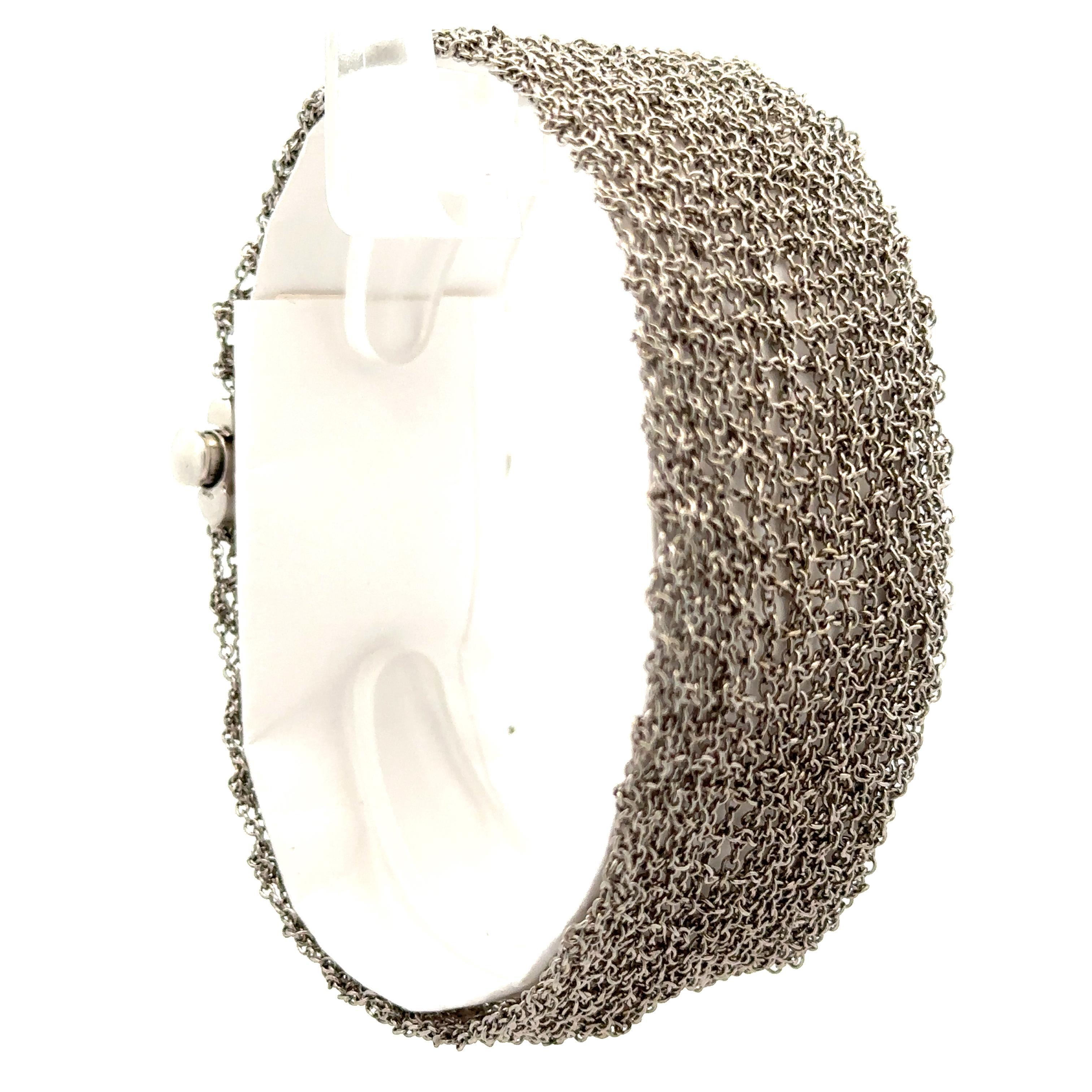 Bracelet italien en or blanc 14 carats en maille câble large avec fermoir à poussoir en vente 7