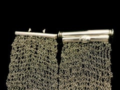 Italian 14k White Gold Wide Cable Mesh Bracelet w/ Push Bar Clasp