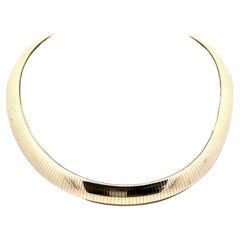 Italian 14k Yellow Gold 11.7mm Wide Heavy Domed 16" Omega Link Necklace