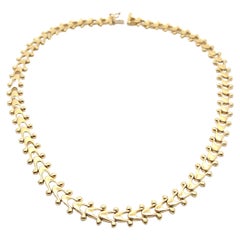 Collar italiano de cadena de eslabones planos pulidos de oro amarillo de 14 quilates de 15 pulgadas único