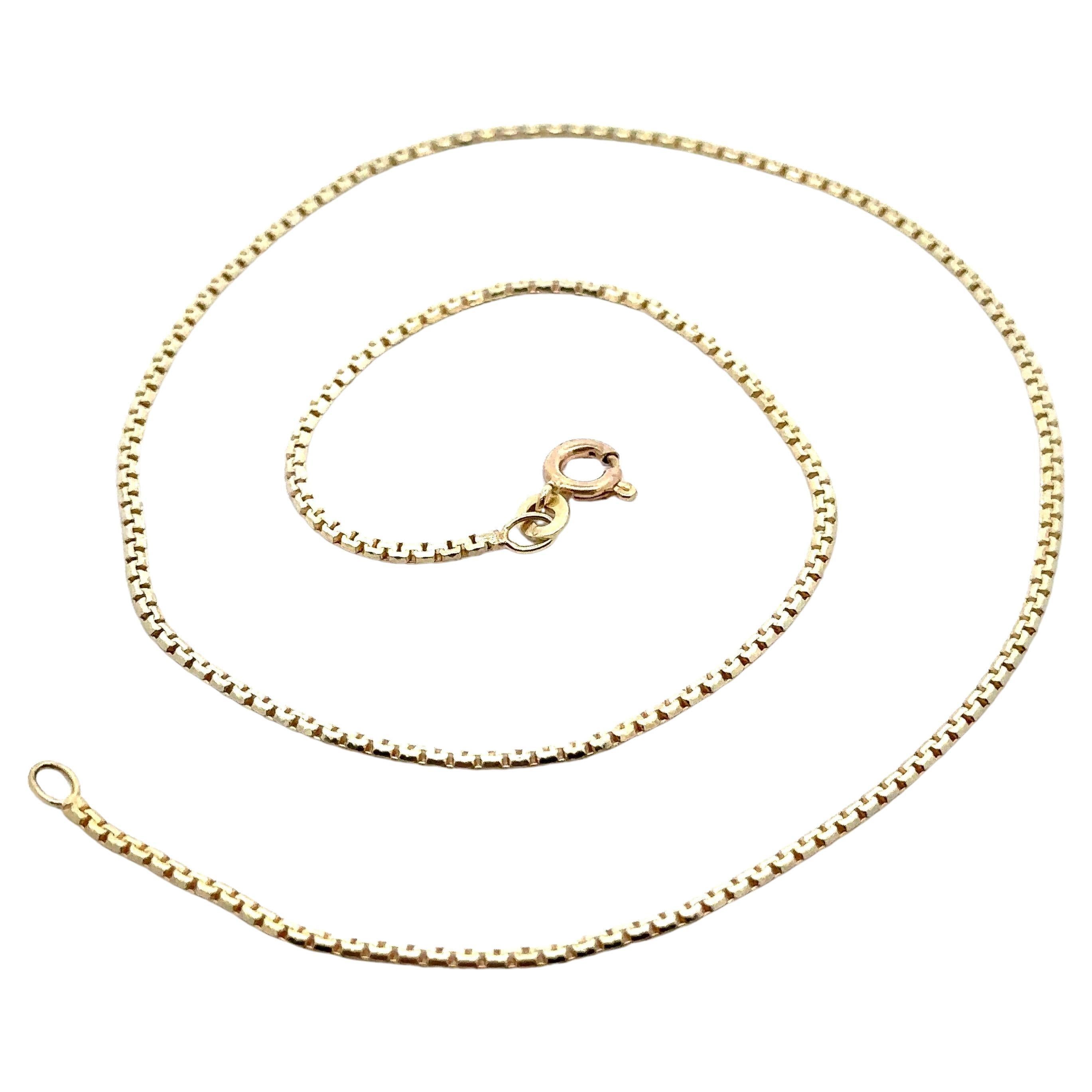 Italian 14k Yellow Gold 15.5" Layerable Interlocking Flat Link Chain Necklace