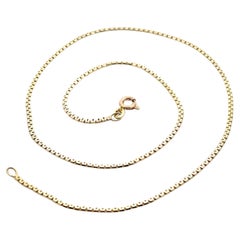 Italian 14k Yellow Gold 15.5" Layerable Interlocking Flat Link Chain Necklace