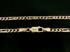 Italian 14k Yellow Gold 16" Classic Fancy Figaro Style Link Chain Necklace