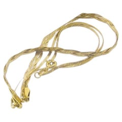 Italian 14k Yellow Gold 16" Fancy Textured Braided Flat Link Chain Necklace