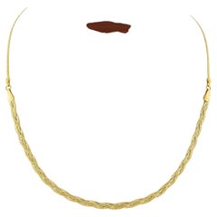Italian 14k Yellow Gold 16" Fancy Textured Braided Flat Link Chain Necklace