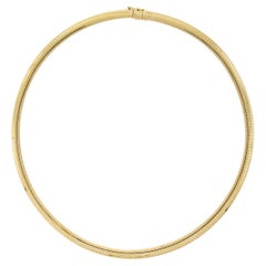 Italian 14K Yellow Gold 18" 6mm Wide Fancy Omega Link Collar Chain Necklace