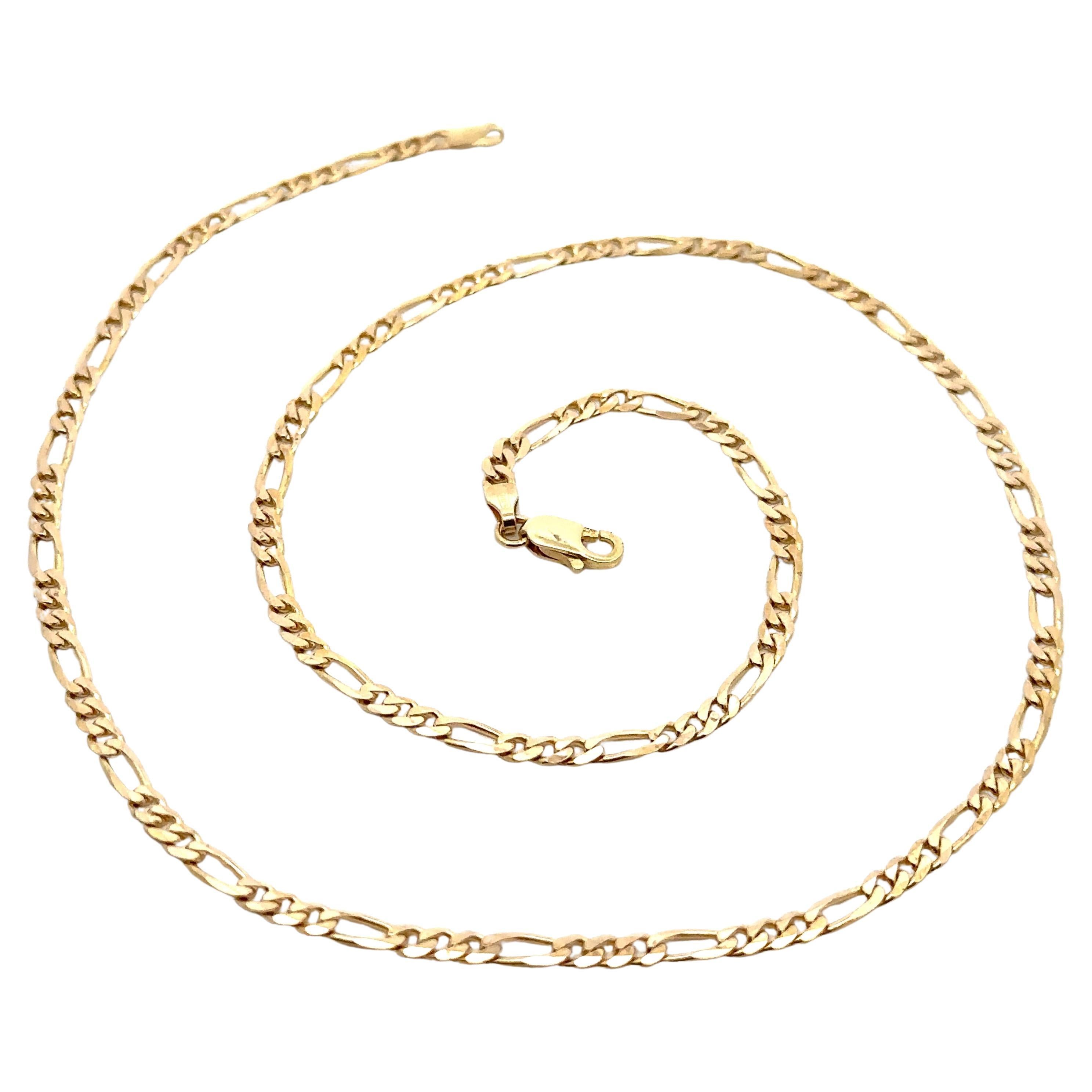 Italian 14k Yellow Gold 18" Classic Figaro Link Chain Necklace