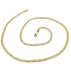 Italian 14k Yellow Gold 18" Flat Mariner Link Chain Necklace Lobster Claw Clasp