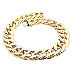 Italian 14k Yellow Gold 18" Puffed Wide Curb Link Bold Statement Necklace