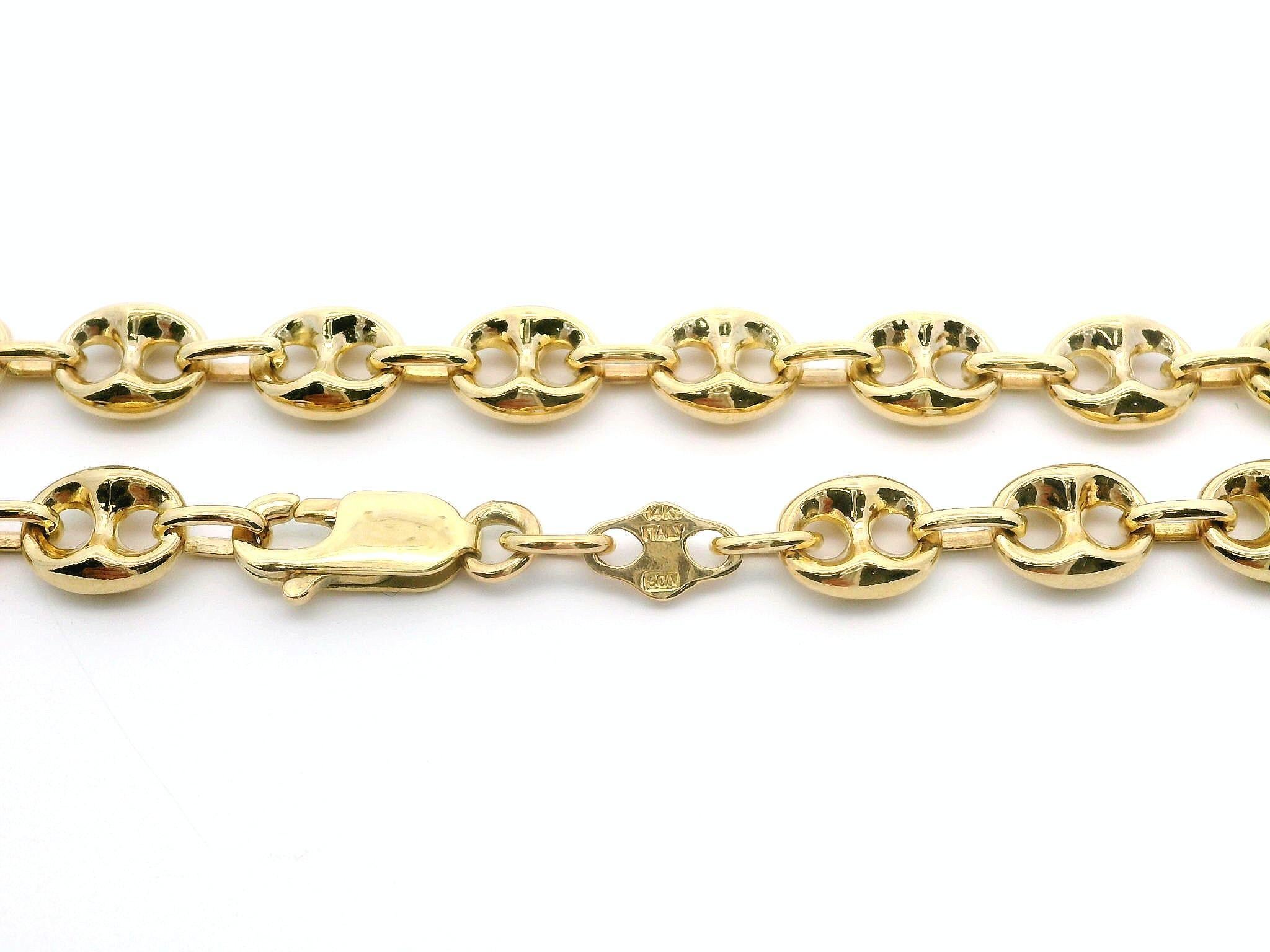 Material: 14k Solid Yellow Gold 
Weight: 18.95 Grams
Type: Mariner Link
Length: 19 Inches
Clasp: Lobster Claw
Width: 6.5mm (0.25