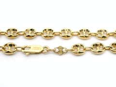 Italian 14k Yellow Gold 19" Polished Puffed Mariner Link Chain Necklace