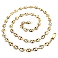 Italian 14k Yellow Gold 19" Polished Puffed Mariner Link Chain Necklace