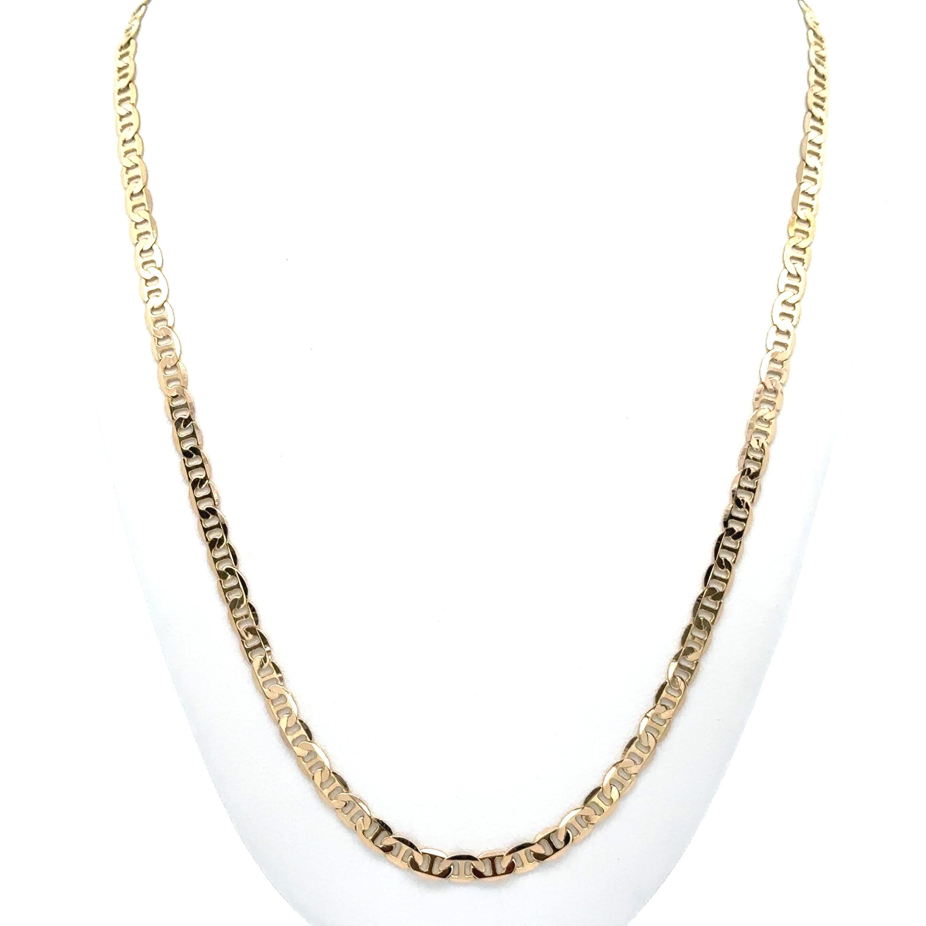 Collana a maglie piatte A Link di Marin in oro giallo 14k da 20
