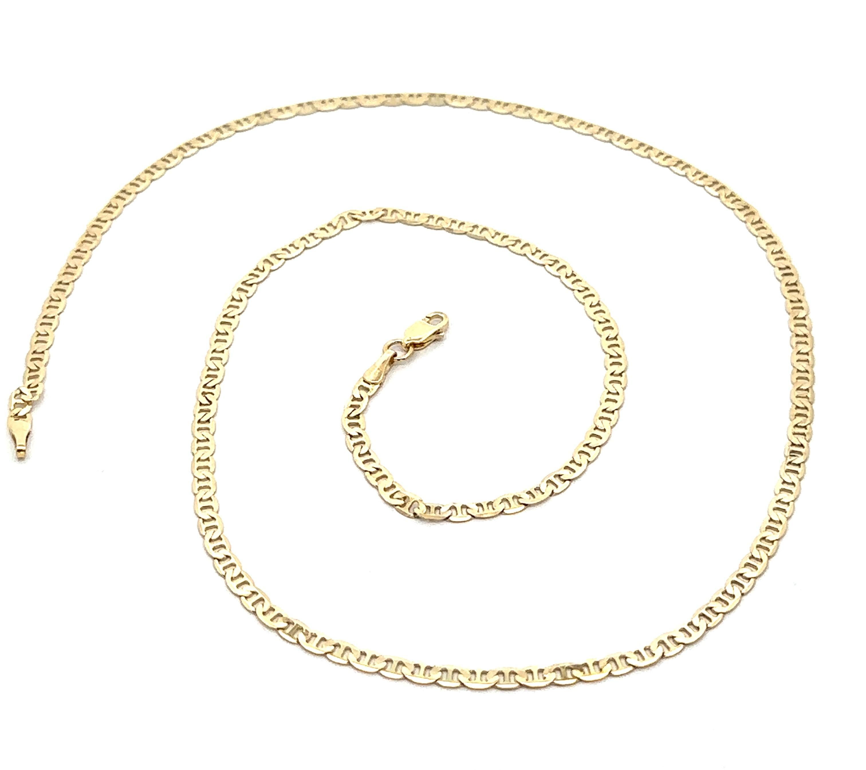 da uomo o donna Collana a maglie piatte A Link di Marin in oro giallo 14k da 20