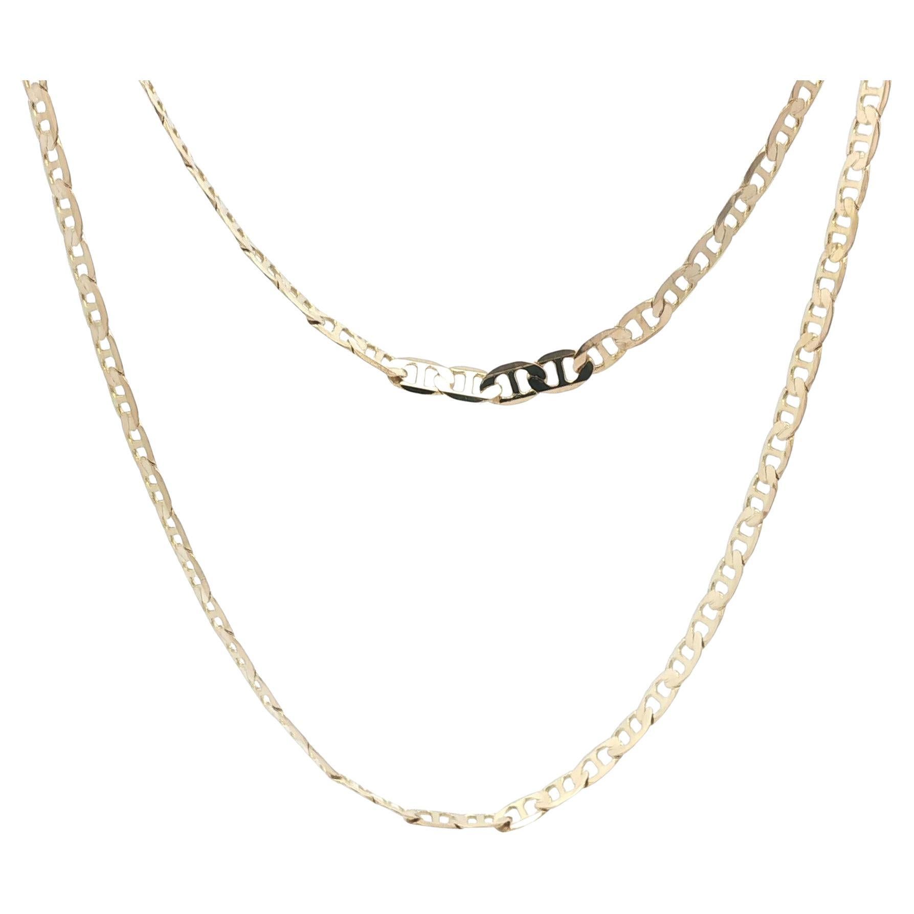 Italian 14k Yellow Gold 20" 2.9mm Flat Mariner Link Chain Necklace Lobster Clasp