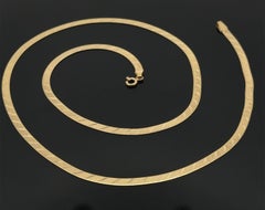 Italian 14k Yellow Gold 20" Diamond Cut Textured Herringbone Link Chain Necklace