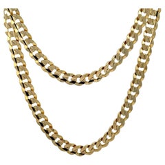 Italian 14k Yellow Gold 22" Cuban Curb Link Chain Necklace w/ Lobster Claw
