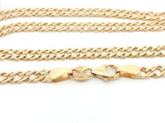 Italian 14k Yellow Gold 22" Flat Interlocking Squared Curb Link Chain Necklace