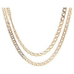 Italian 14k Yellow Gold 22" Flat Interlocking Squared Curb Link Chain Necklace