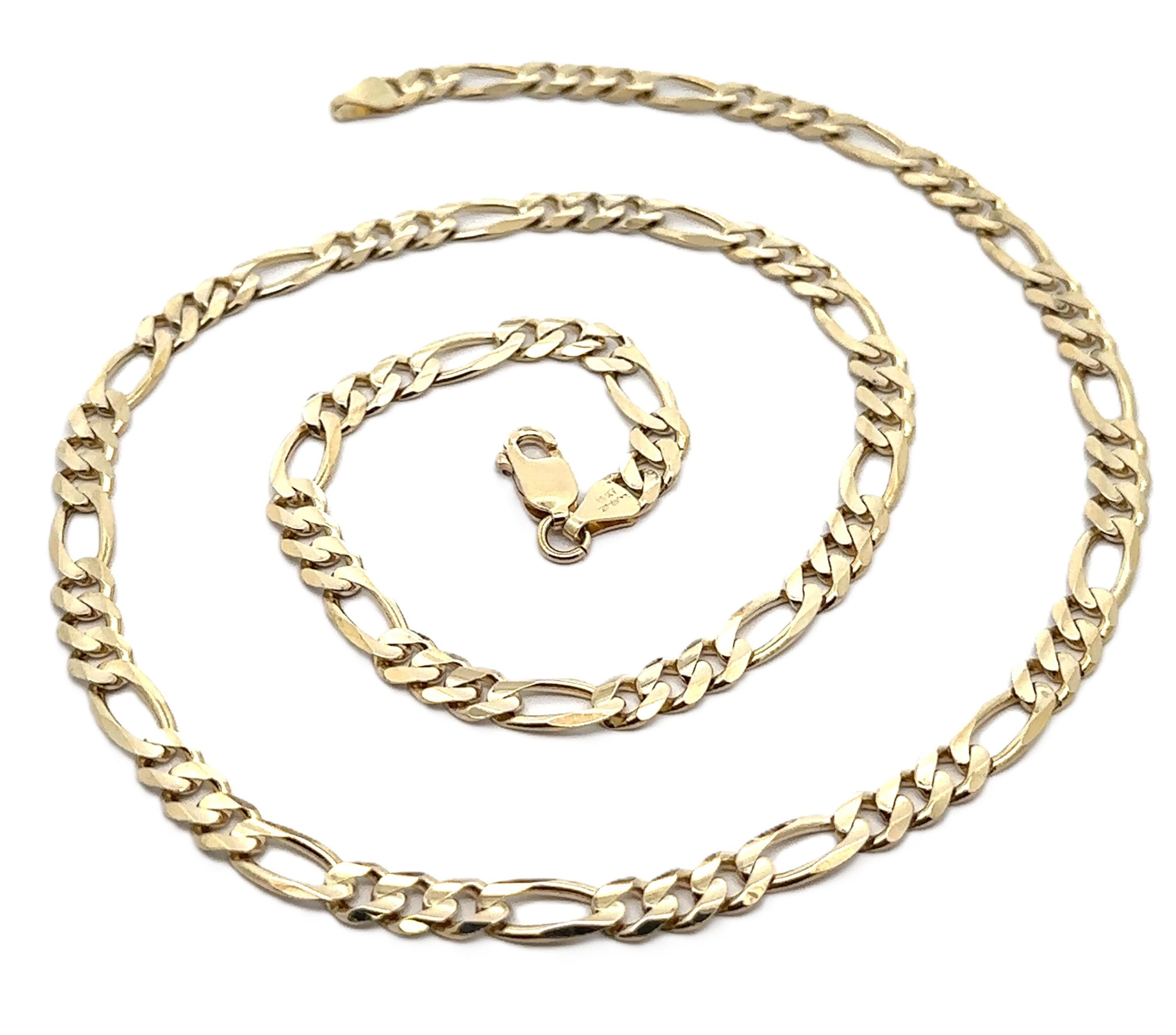 Materiale: Oro giallo massiccio 14k
Peso: 27,08 grammi 
Tipo: A Link Figaro
Lunghezza: 22
