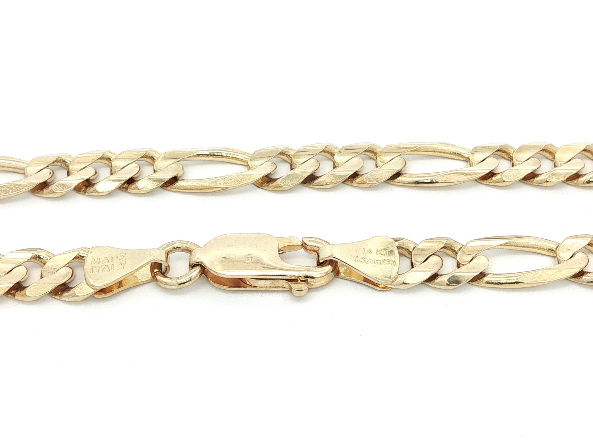 Collana a catena classica A Link in oro giallo 14k lunga 22