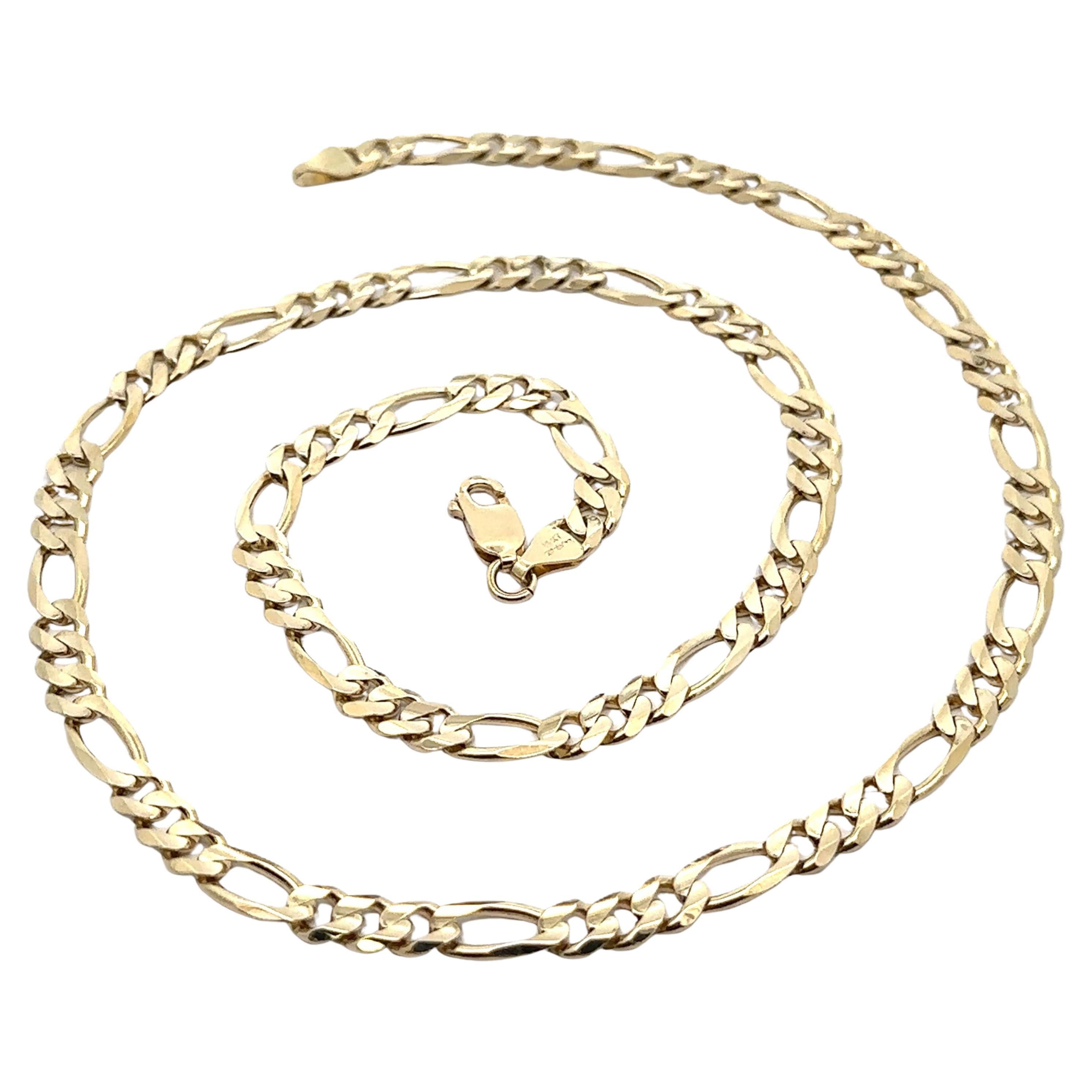Italian 14k Yellow Gold 22" Long 5.9mm Classic Figaro Link Chain Necklace
