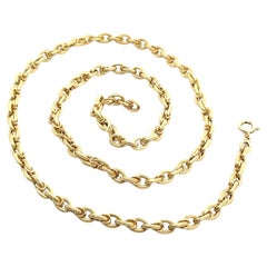 Italian 14k Yellow Gold 28" Long collier à maillons ovales ouverts texturés et cannelés