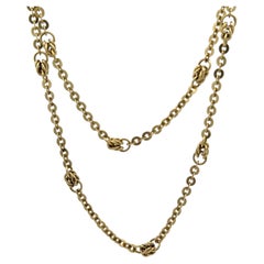 Italienische 14k Gelbgold 30" Flache Kabel-Gliederkette mit Knotenfassungen Kette Halskette