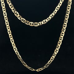 Italian 14k Yellow Gold 3.46mm Flat Mariner Link Chain Necklace