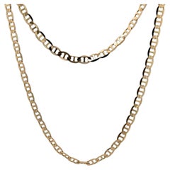 Italian 14k Yellow Gold 3.46mm Flat Mariner Link Chain Necklace