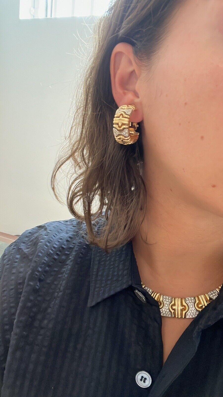 Italienisches 14k Gelbgold & 5 Karat Diamantschmuck-Set im Parentesi-Stil (Rundschliff)