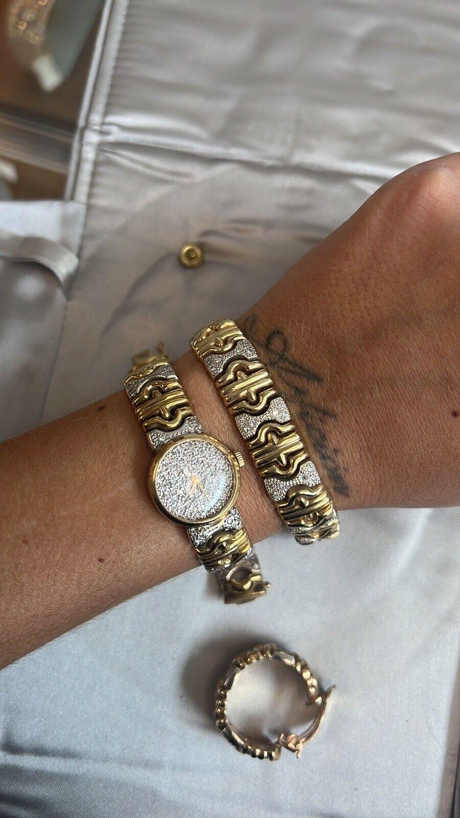 Italienisches 14k Gelbgold & 5 Karat Diamantschmuck-Set im Parentesi-Stil im Zustand „Hervorragend“ in Beverly Hills, CA
