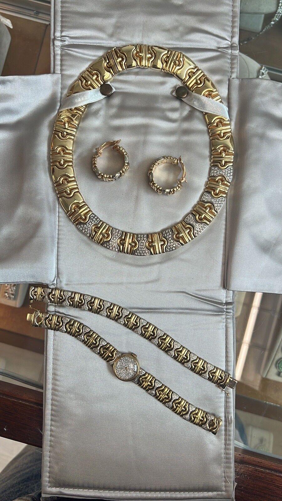 Italienisches 14k Gelbgold & 5 Karat Diamantschmuck-Set im Parentesi-Stil 1