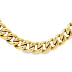 Italian 14K Yellow Gold 9.50MM Curb Chunky Link Statement Necklace 18 Inches
