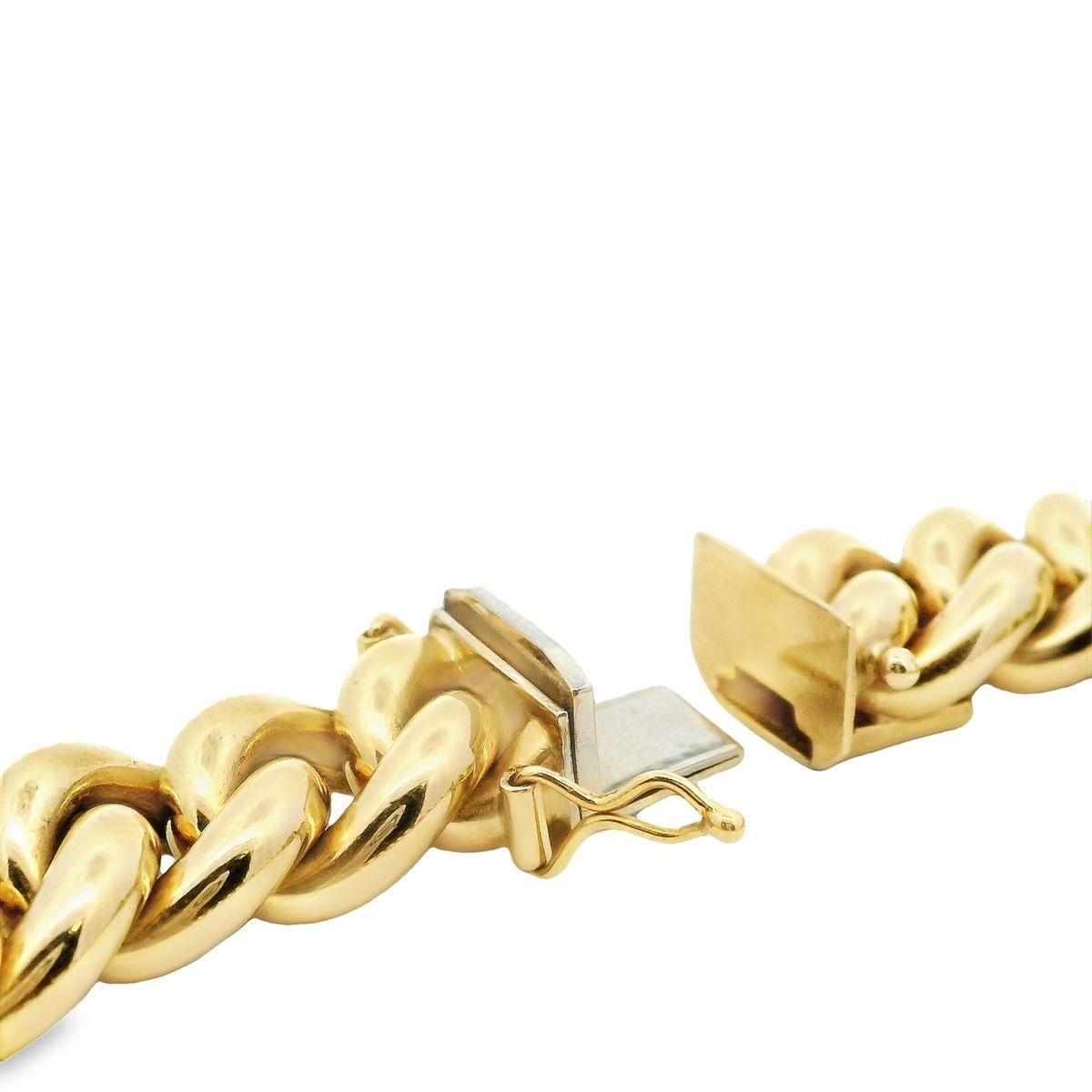 Italienische 14K Gelbgold 9,50MM geschwungene klobige Glieder-Statement-Halskette 18 Zoll im Zustand „Gut“ im Angebot in Newton, MA