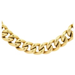 Used Italian 14K Yellow Gold 9.50MM Curb Chunky Link Statement Necklace 18 Inches