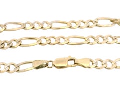 Italian 14k Yellow Gold Diamond Cut Figaro Link Classic Men's Chain Necklace