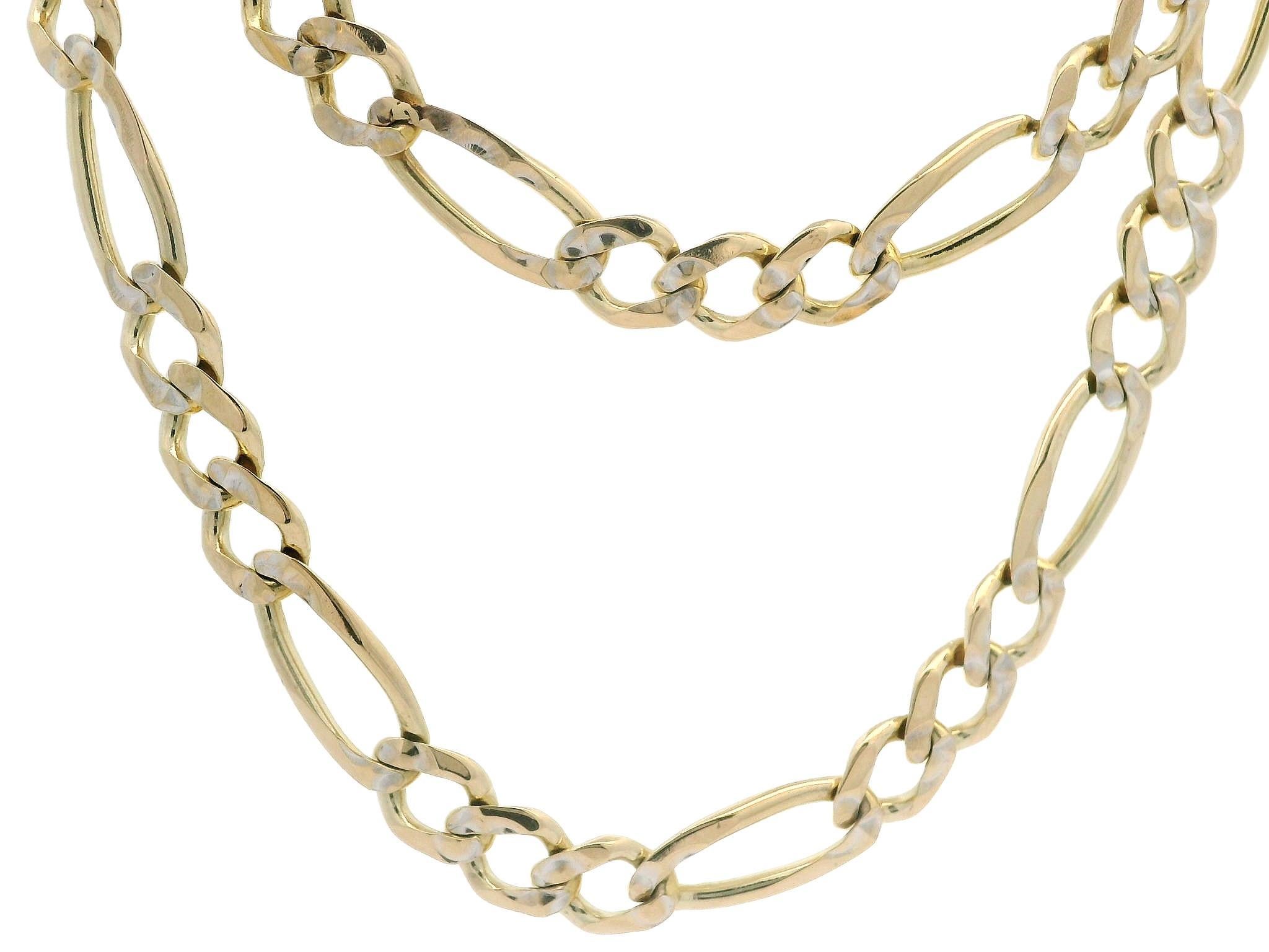 Collana classica a catena da uomo in oro giallo 14k con taglio a diamante A Link Figaro in vendita 3
