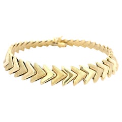 Italienisches 14k Gelbgold Dual Finish Poliert & Gebürstet Chevron V Link Armband