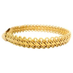 Italian 14k Yellow Gold Flat Slightly Domed Link Bracelet w/ Lobster Clasp