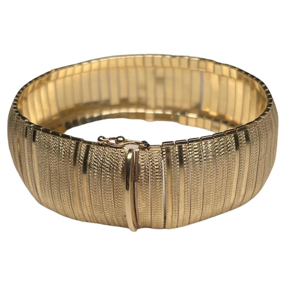 Italian 14k Yellow Gold Flexible Link Bracelet For Sale