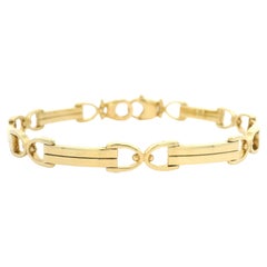 Bracciale italiano in oro giallo 14k con staffa per cavalli, fantasia e profilo basso A Link